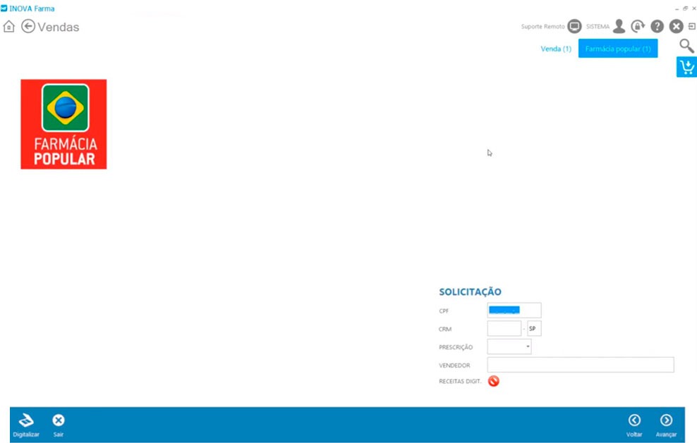 Sistema InovaFarma - Venda pelo Farmácia Popular