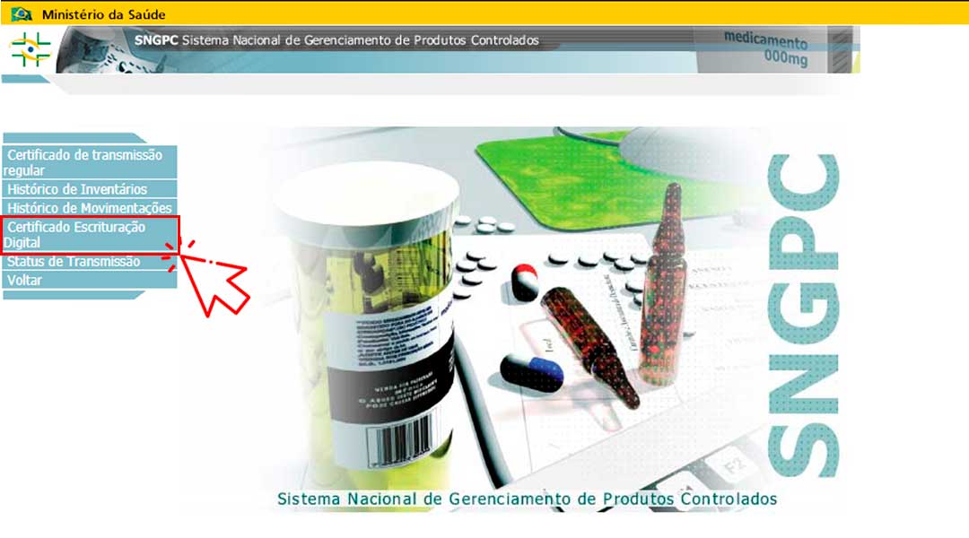 Portal do SNGPC Anvisa - Emitir certificado Escrituração Digital