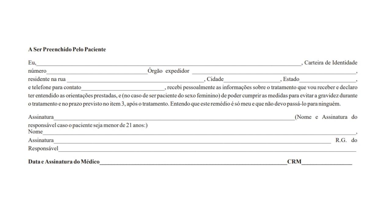 Termo de conhecimentos de risco e consentimento