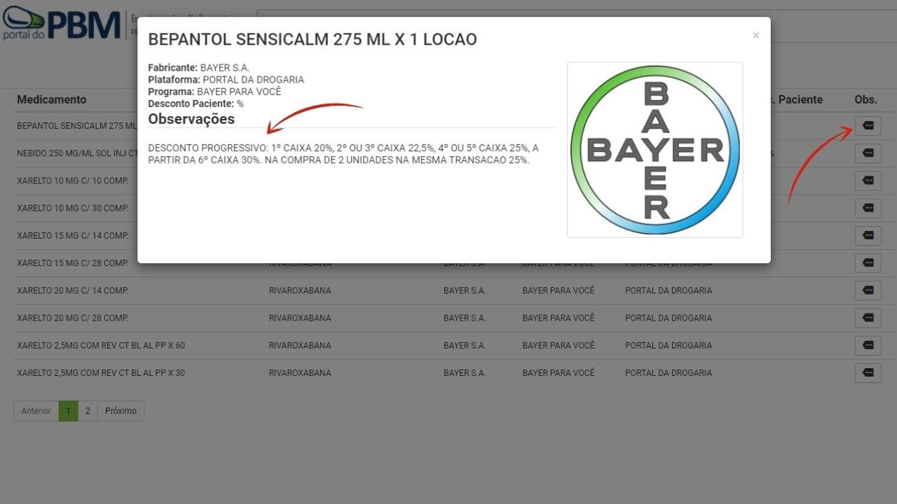 Portal do PBM - informações sobre descontos