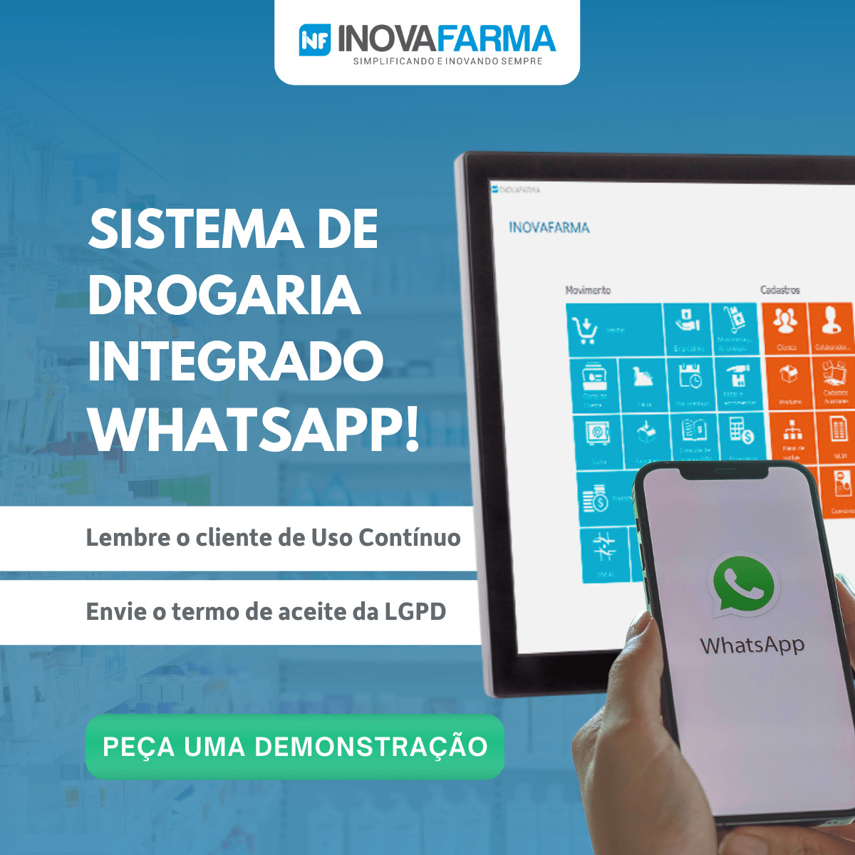 INOVAFARMA é integrado ao WhatsAPP