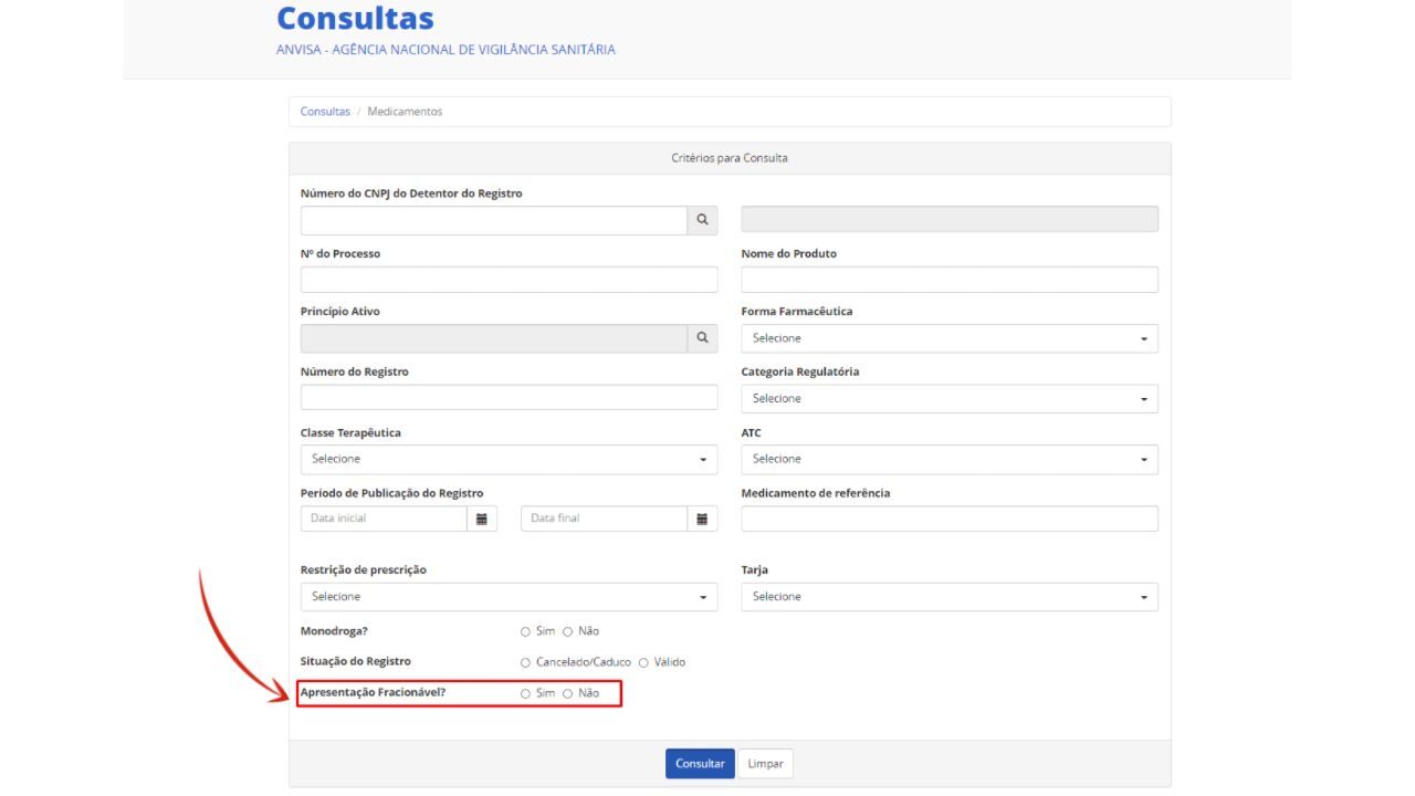 pesquisa de medicamentos fracionáveis
