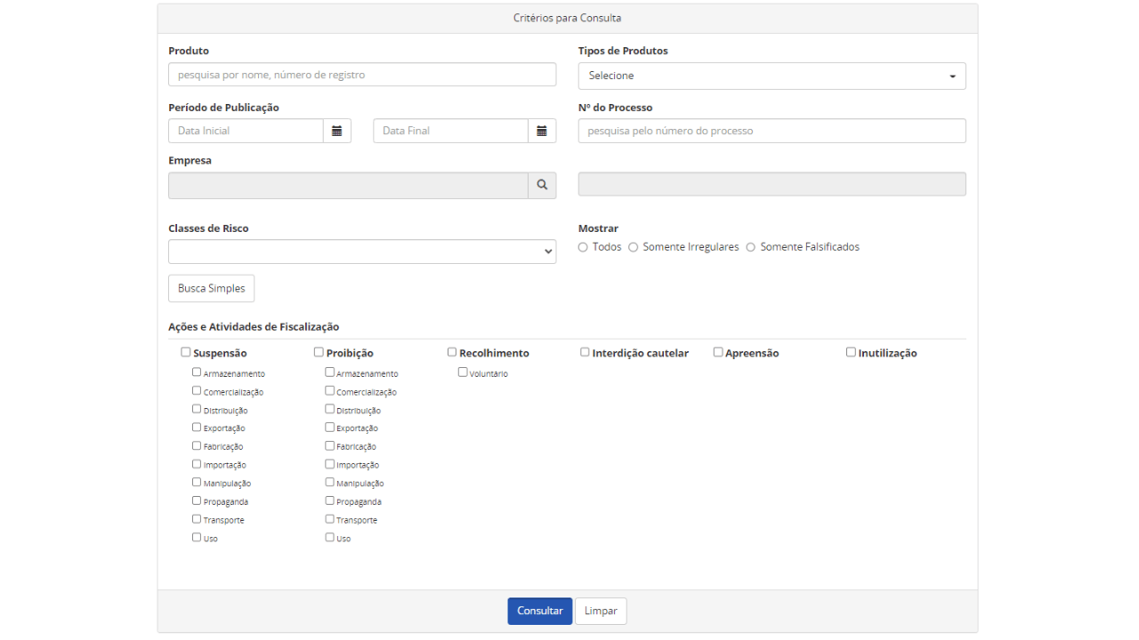 medicamentos proibidos - busca avançada Anvisa