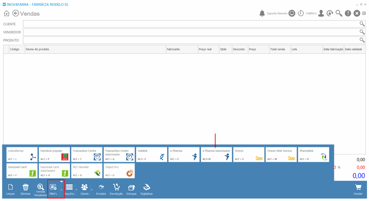 Tela de Vendas - InovaFarma