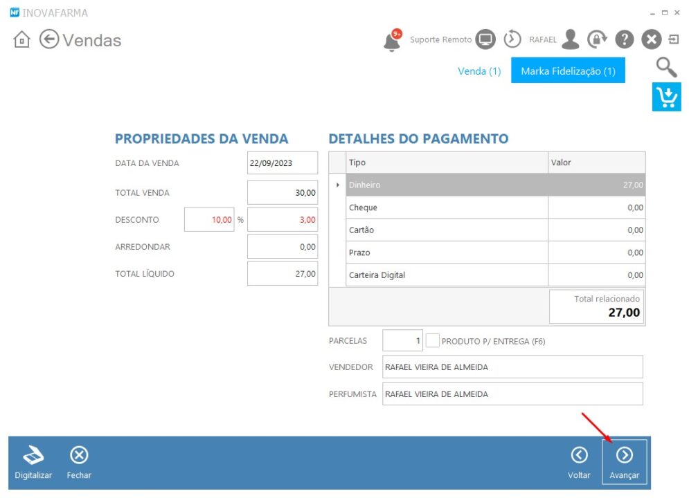 Marka Fidelidade - Finalização de venda com cashback